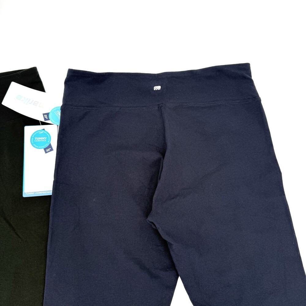 2 Marika Brooke High Rise Tummy Control Mid Calf Capri Size XL Blue & Black New! - Picture 3 of 14